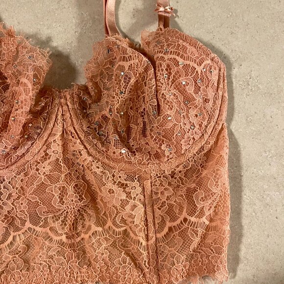 Victoria's Secret Dream Angels Bustier Bra Push up without padding 32DD Pink Lac - Picture 3 of 10